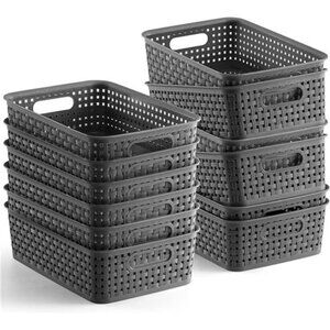 Plastic Storage Baskets Set of 12 Small Organizer Bins for Pantry Bathroom